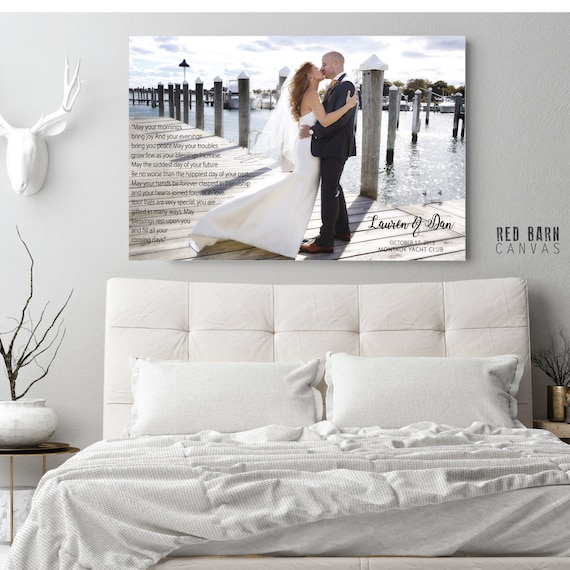 Modern Wedding Photo Canvas With Vows Or Song Lyrics Romantic For The Bedroom Fun And Unique Anniversary Gift For The Couple