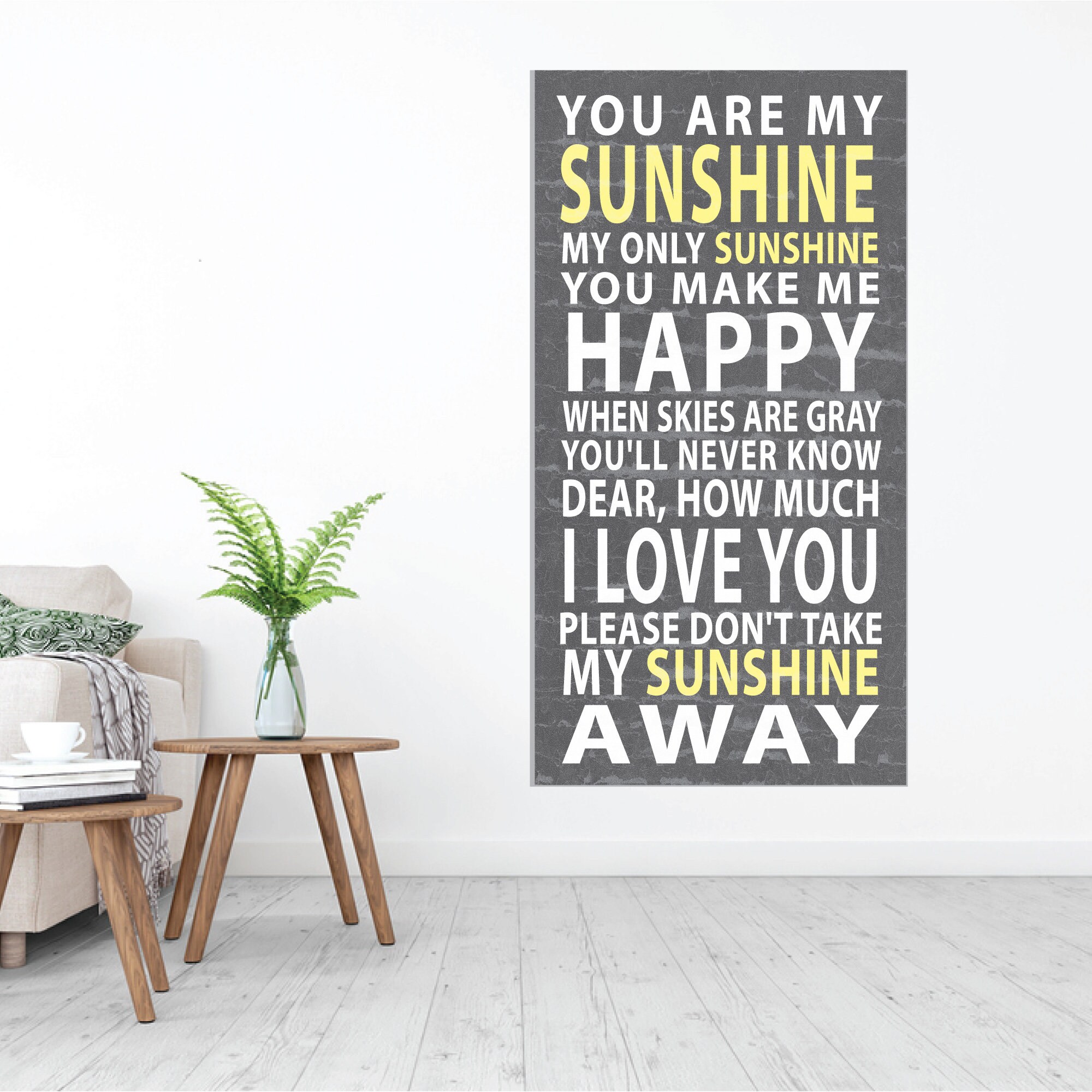 You Are My Sunshine Lyrics Print on 5x7 8x10 11x14 Handmade 