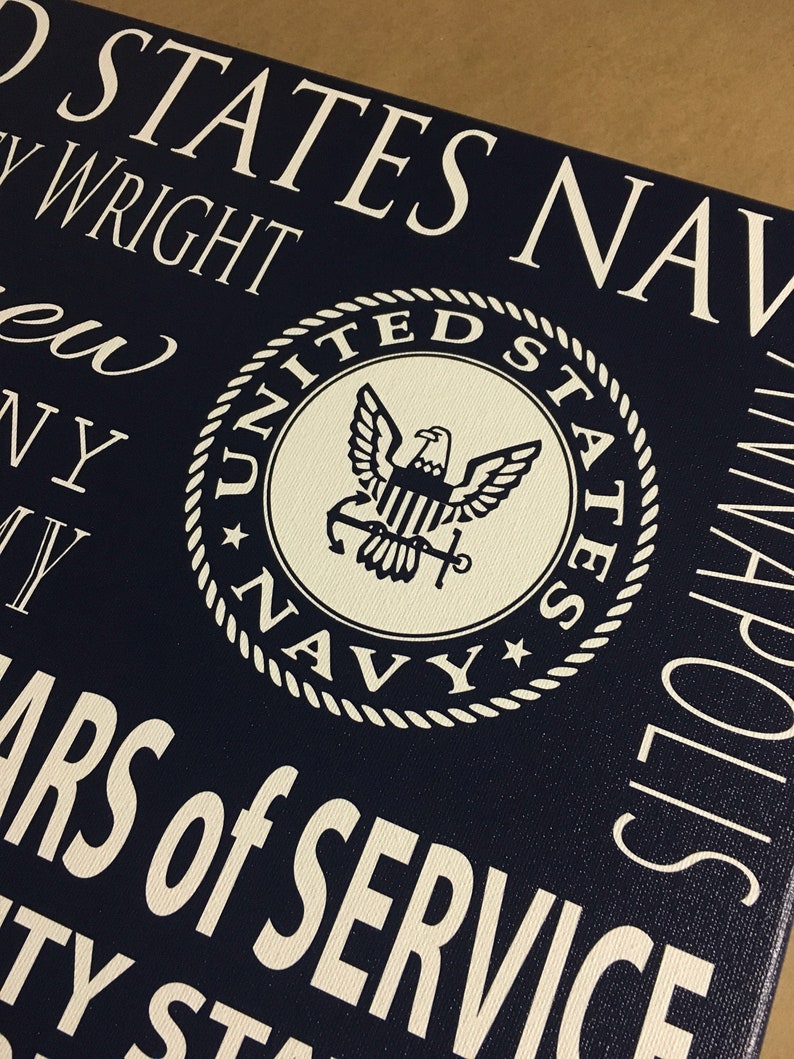 Regalo de jubilación militar de la USAF en lienzo envuelto en galería, personalizado para cualquier rama del servicio. imagen 6