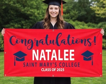 Personalized Graduation Vinyl Banner | Custom School Colors, Outdoor & Indoor Graduation Party Decor