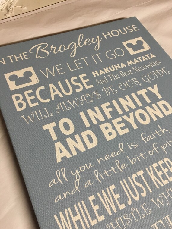 We Do Disney In This House Quote on CANVAS WALL ART Picture Print Grey
