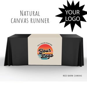 Custom Logo Table Runner | Natural Canvas | Trade Show or Market Table Display
