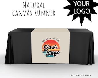 Custom Logo Table Runner | Natural Canvas | Trade Show or Market Table Display