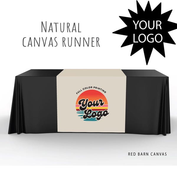 Custom Logo Table Runner | Natural Canvas | Trade Show or Market Table Display