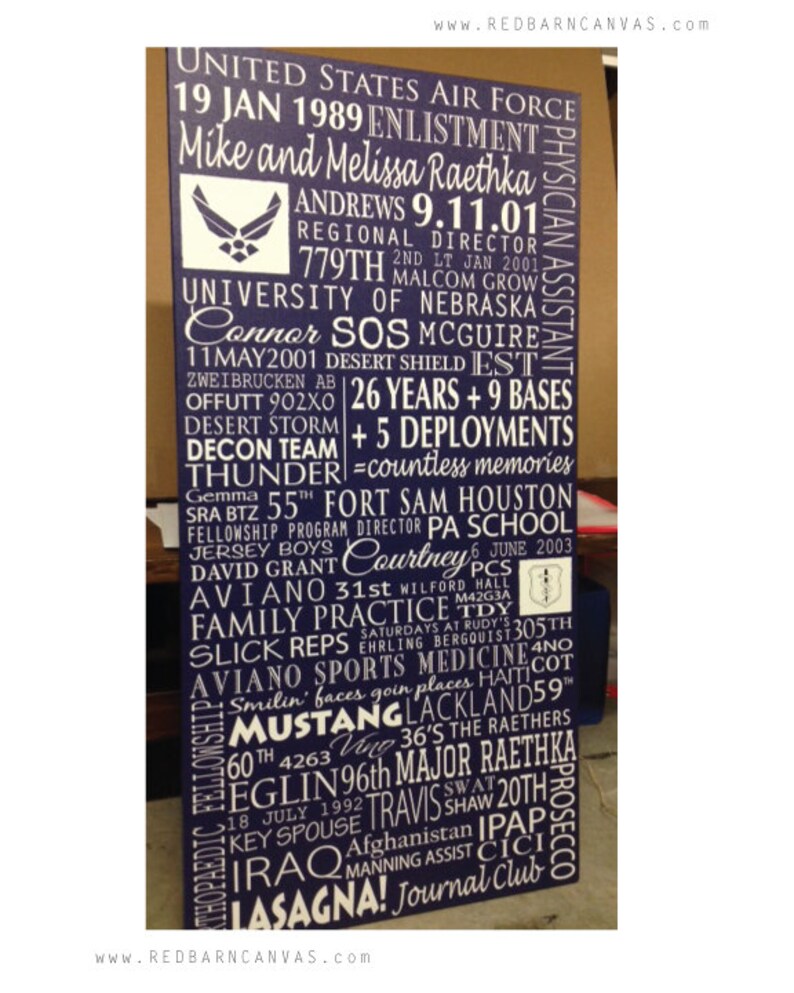 Regalo de jubilación militar de la USAF en lienzo envuelto en galería, personalizado para cualquier rama del servicio. imagen 5