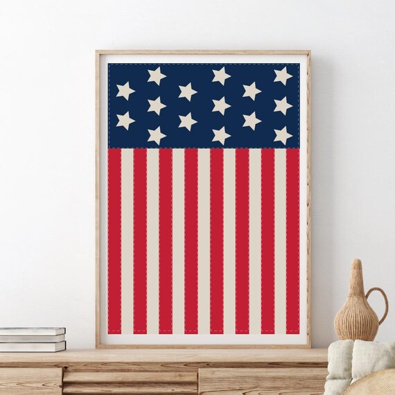 Americana Style American Flag | Canvas Tapestry Sign | Print Only