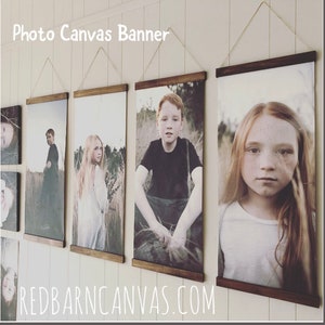 Custom Photo Canvas Hanging Banner | Personalized Wall Art with Wooden Planks | Unique Photo Gift | Handcrafted hanger
