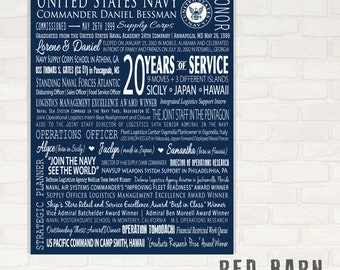 NAVY Military Retirement Gift on a Gallery Wrapped Canvas, Personalized for any branch of service