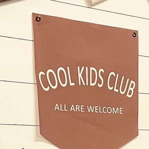 Cool Kids Club | All natural Canvas Flag Banner Sign, Wall Tapestry