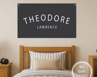 Bandera de lona personalizada con nombre: Nuevos colores disponibles / Decoración de pared para habitación infantil