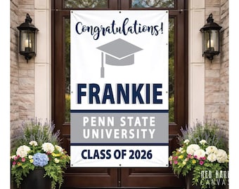 Personalized Graduation Vinyl Banner | Custom School Colors, Outdoor & Indoor Graduation Party Decor
