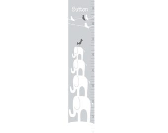 Personalized Canvas Growth Chart: Elephants Nursery Room Decor