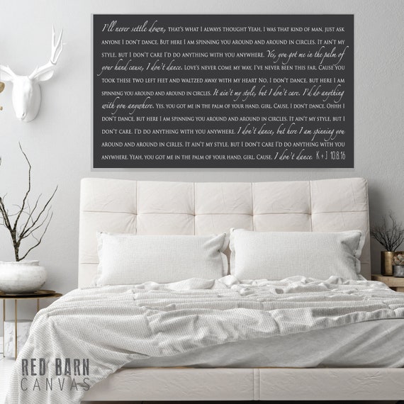 Large Canvas Song Lyric Wall Art First Dance Song Lyrics Etsy