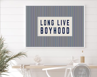 Stripes Border Canvas Linen-Style Print | Long Live Boyhood