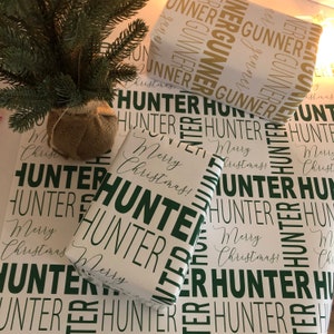 Personalized Merry Christmas with a name wrapping paper, customize with your name, last name or company logo