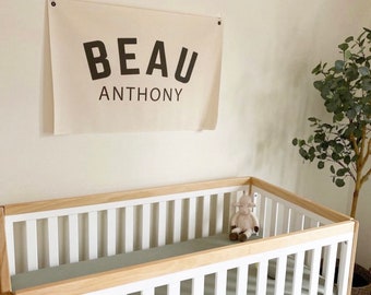 Personalized Nursery NAME Canvas Flag Banner Sign, Nursery Wall Flag Hanging Decor