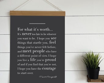 For What It's Worth, F. Scott Fitzgerald, Canvas wall hanging
