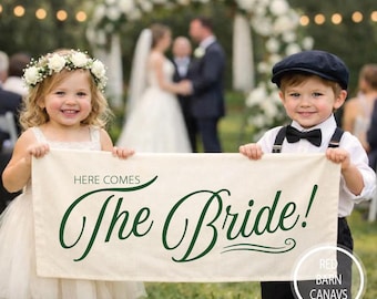 Here Comes the Bride Canvas Sign – Flower Girl Wedding Sign In Your Custom Font Color