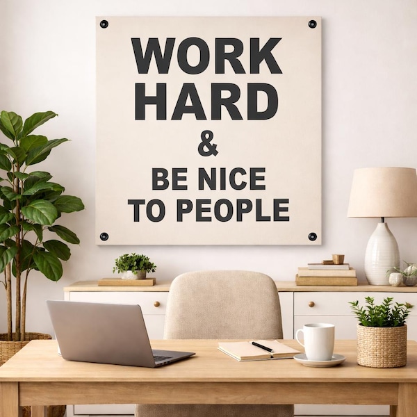 Work Hard Be Nice Canvas Banner: Inspirational Wall Decor