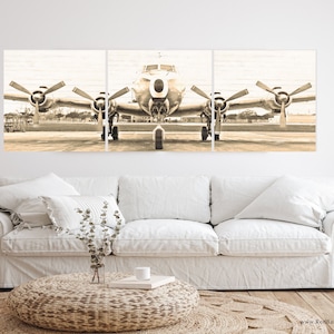 Set of 3, Vintage Airplane, Photo Canvas, Canvas Wall Art image 1