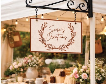 Custom Canvas Business Sign: Double-Sided Logo, Craft Market Display