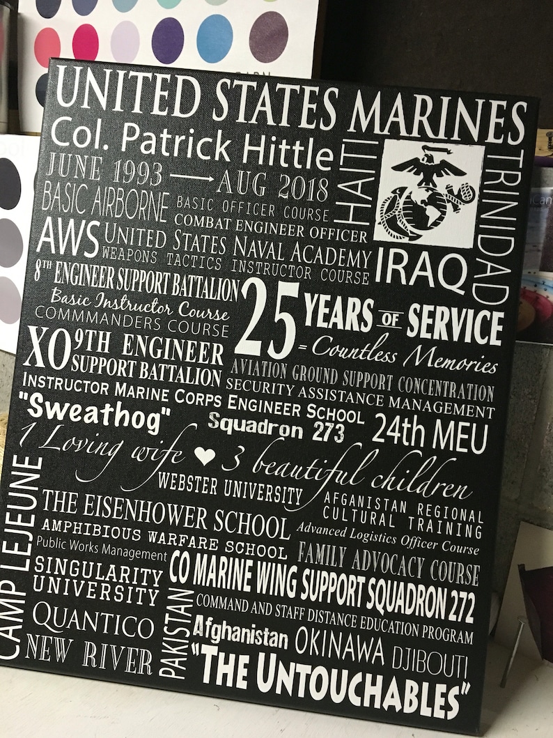 Regalo de jubilación militar de la USAF en lienzo envuelto en galería, personalizado para cualquier rama del servicio. imagen 8