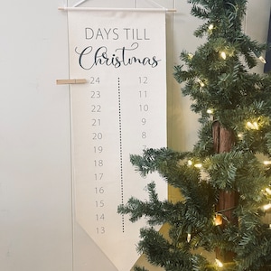 Christmas Countdown, Whimsical Christmas decor, All Natural unbleached Canvas Tapestry