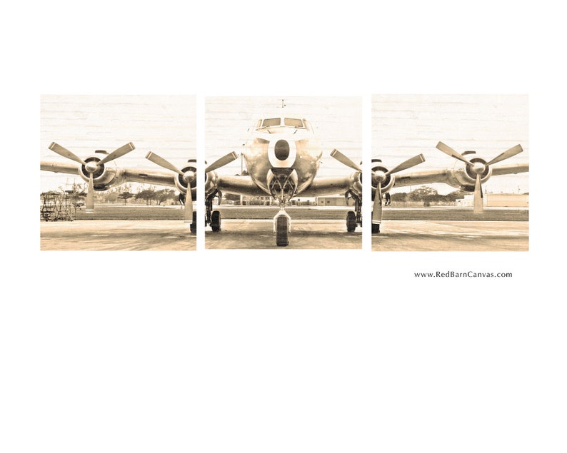 Set of 3, Vintage Airplane, Photo Canvas, Canvas Wall Art image 4