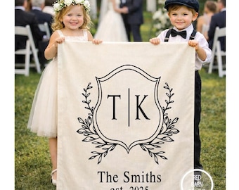 Custom Bride and Groom Wedding Sign | Natural Canvas Tapestry