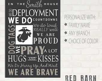 We Do MILITARY Family, In this Military Home, Marines, Air Force, Army, Navy, Coast Guard wall art