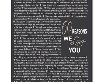 Reasons we love you, 16th, 21st, 30th, 40th, 50th, 60th, 70th, 90th, Personalized Birthday Gift, unique birthday gift for friends,
