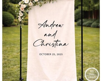 Personalized Welcome Wedding Canvas Tapestry – Custom Name & Date Sign