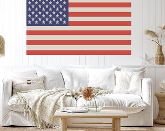 Large American Flag, vintage style flag printed on natural unbleached Canvas