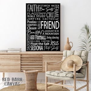 Your Words on Canvas, make your own personalized gift, unique Anniversary or birthday gift, Typography Wall Art, Word Design Art