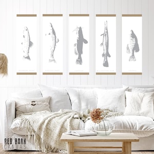 For the Angler, gone fishing canvas hanging banner, select your fish and color