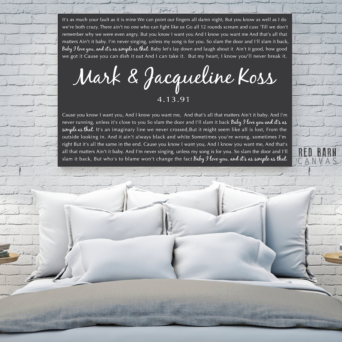 Large Custom Canvas With Song Lyrics and Wedding Date Over Etsy
