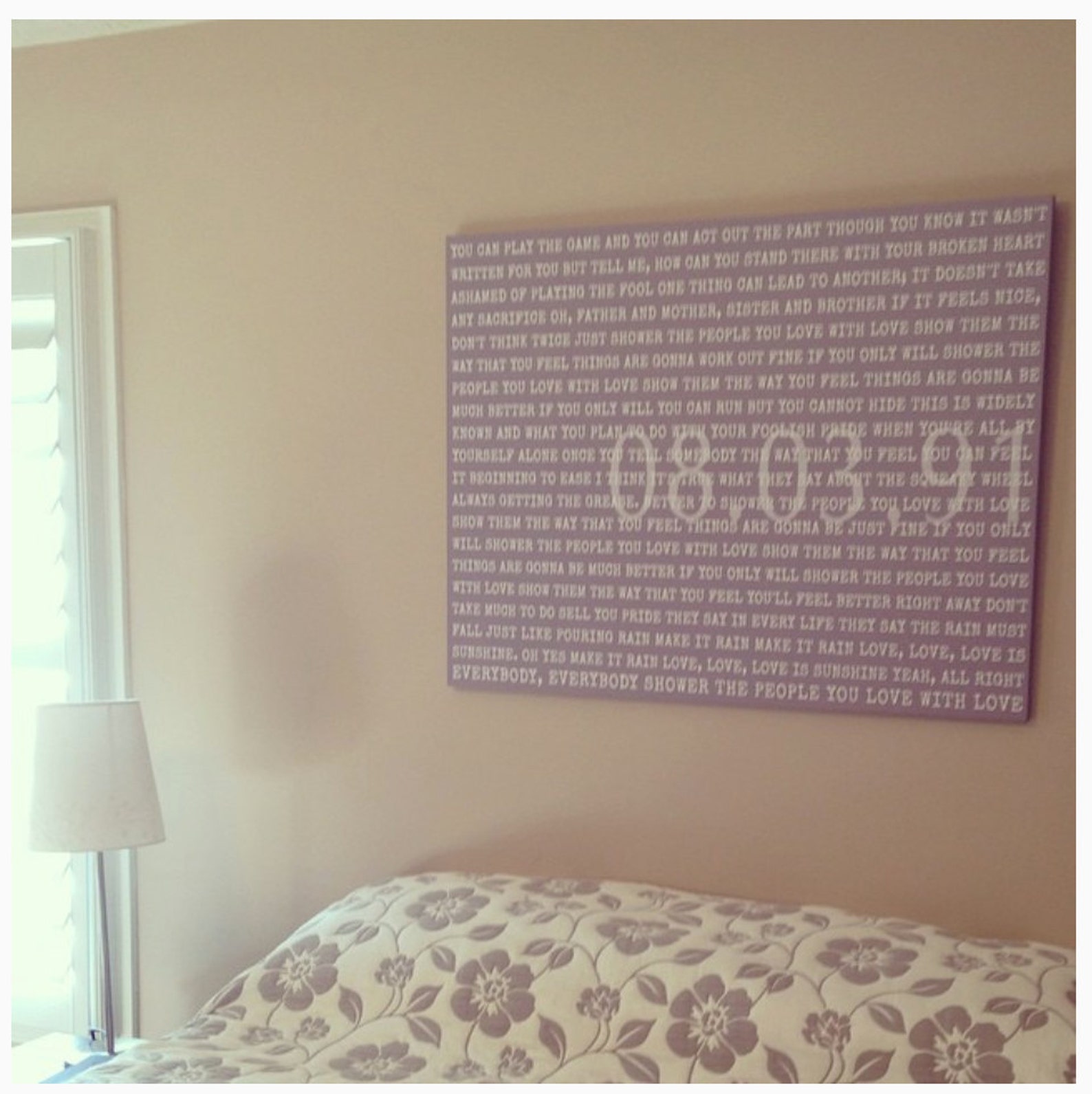 Large Custom Canvas With Song Lyrics and Wedding Date Over Etsy