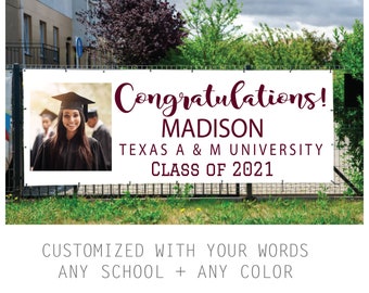 Graduation Vinyl Banner, Indoor or Outdoor use, College Graduation Banner with photo