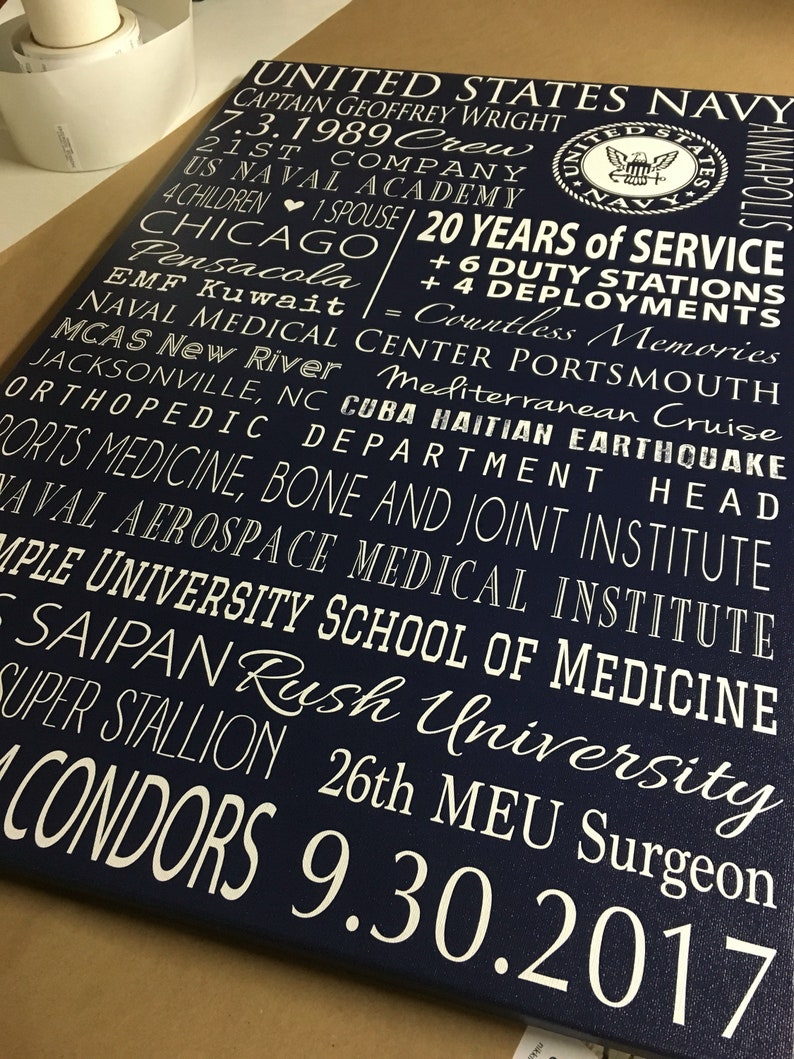 Regalo de jubilación militar de la USAF en lienzo envuelto en galería, personalizado para cualquier rama del servicio. imagen 7