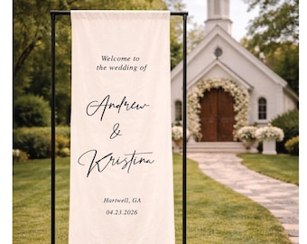 Personalized Welcome Wedding Canvas Tapestry – Custom Name & Date Sign