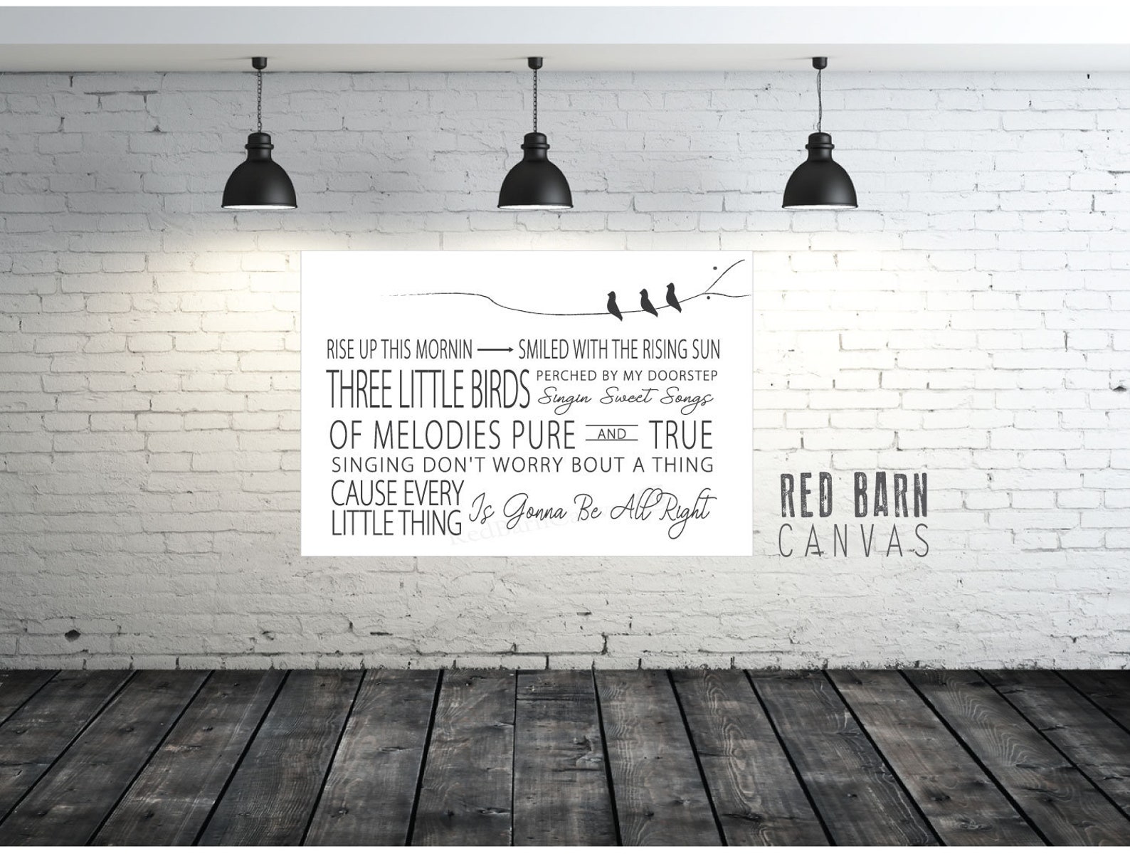 Three Little Birds Typography Word Art Sign for the Music - Etsy