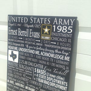 Army Service Military Retirement Gift on a Gallery Wrapped Canvas, Personalized