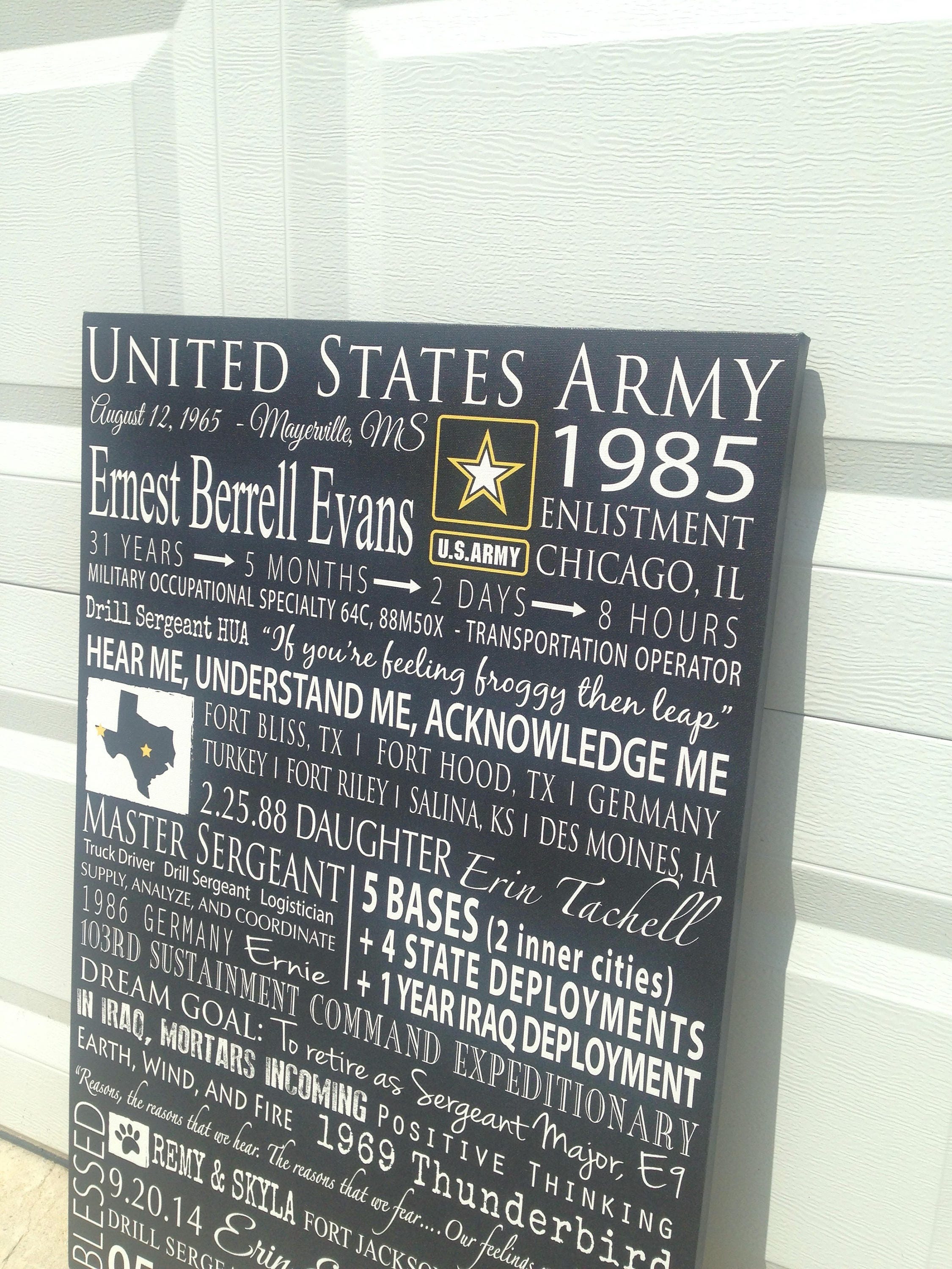 Army Soldier Military Retirement Gift On A Gallery Wrapped - Etsy Australia