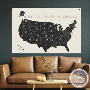 Unites States Map Canvas Wall Tapestry, Travel Decor, nursery or kids room wall art