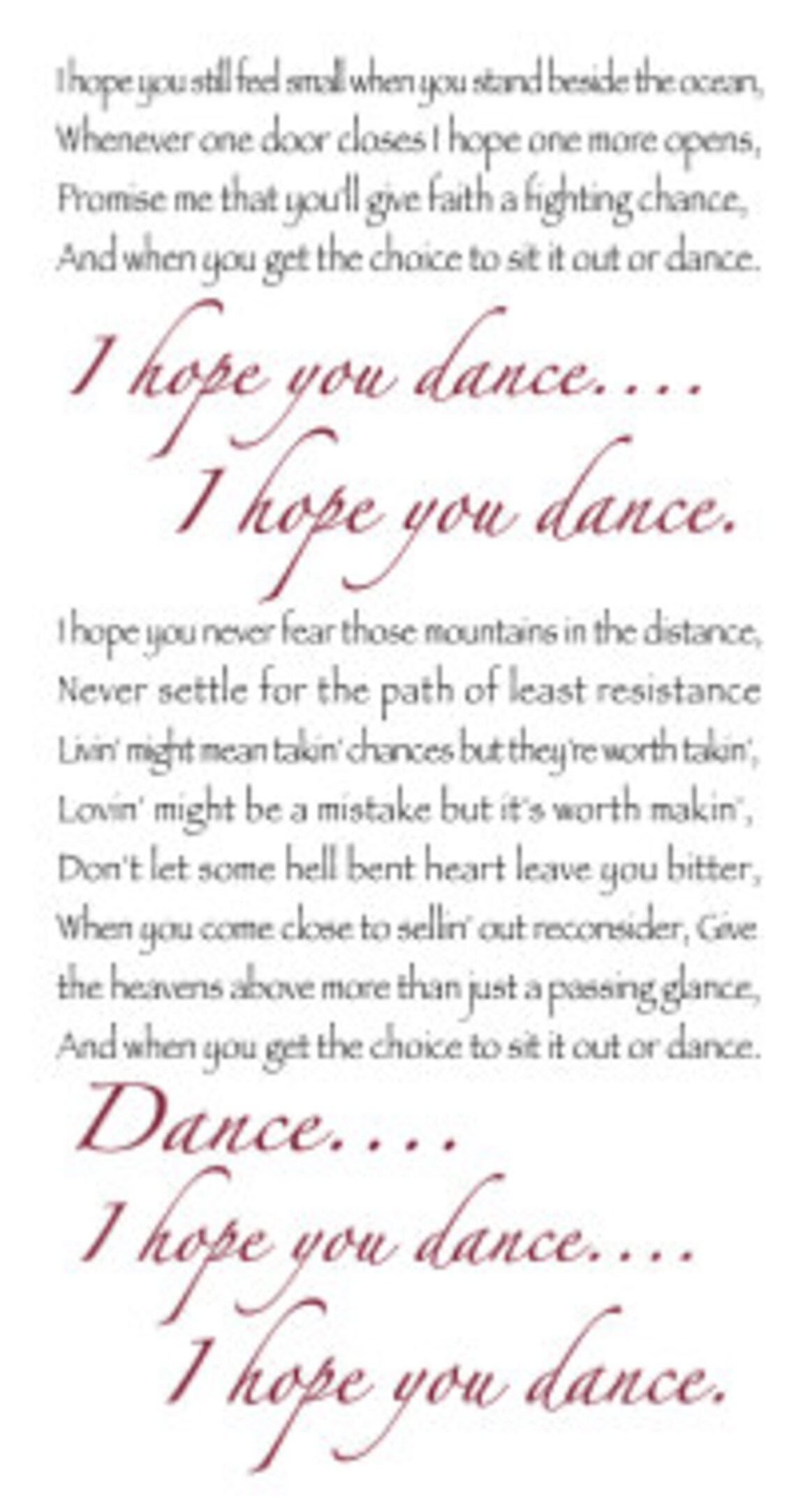 I Hope You Dance Customized Canvas Wall Art LARGE Canvas - Etsy
