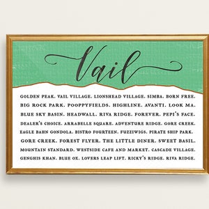 Vail Colorado, Colorado gifts. Colorado art. Colorado sign. ski decor. ski sign. ski gifts. ski posters. Colorado. ski map. skiing art.