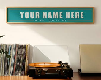 Miami Dolphins Personalized Name Plate Print - 5x30 Inches
