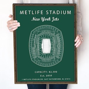 MetLife Stadium Seating Chart, New York Jets, MetLife Sign, MetLife Stadium poster, MetLife Stadium Prints. Gift for Jets Fan Vintage