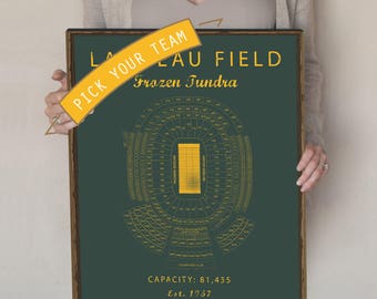 christmas gifts for boyfriend. Gift for Him Under 30. Lambeau Field Seating Chart, Green Bay Packers, Gift for Packers Fan Vintage. NFL Gift