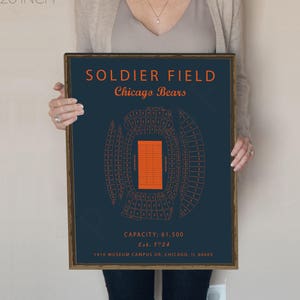 Soldier Field, Soldier Field sign, Soldier Field Poster, Chicago Bears Sign, Gift for Chicago Bears Fan, Soldier Field seating chart, Art
